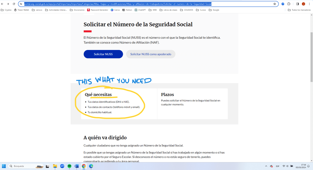 Documents you need for the Social Security Number in Spain