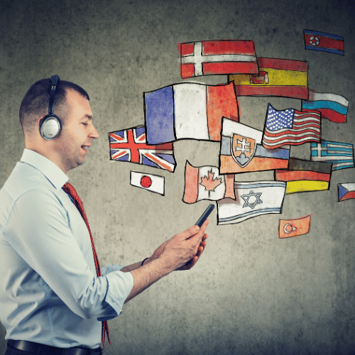 Man learning languages with apps
